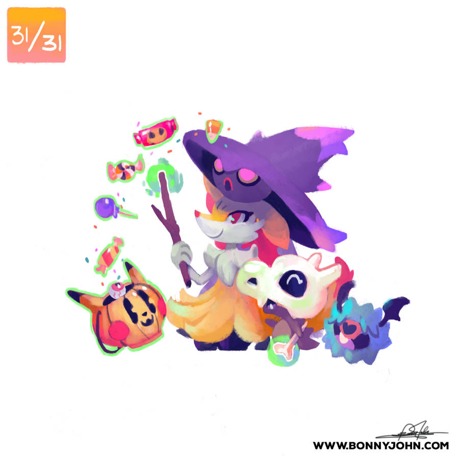 10/31 - Cubone, Braixen, Mismagius and Woobat! by BonnyJohn