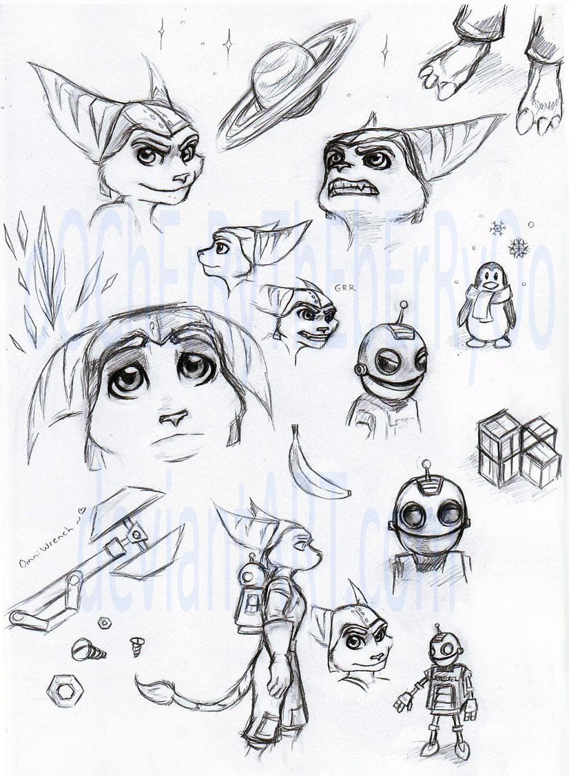 Ratchet and Clank sketches by oOChErRyThEbErRyOo on DeviantArt