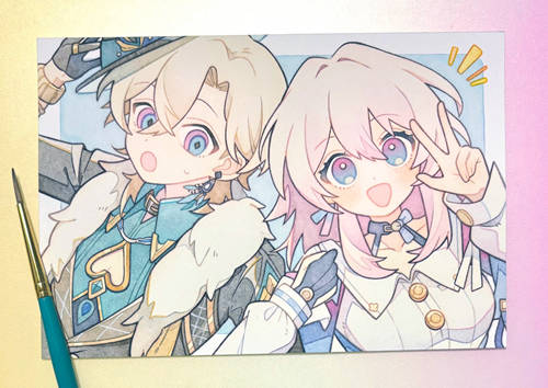 aventurine and march 7th posing aventurine and march 7th posing