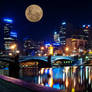 Supermoon over the City