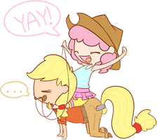 Chibi AJ and Pinkie Pie