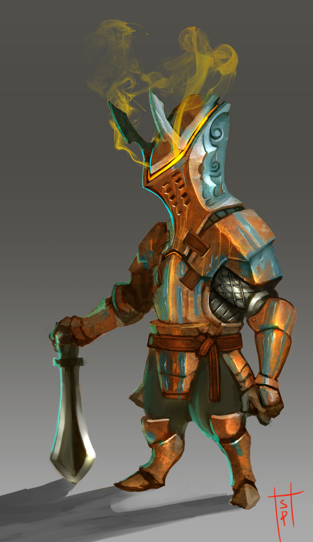 Knight in rusted armor