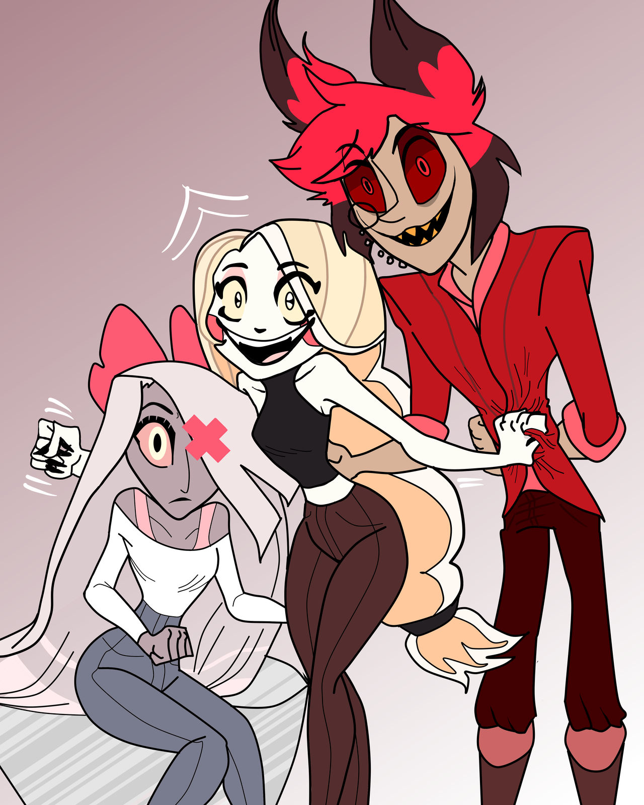 Hazbin Circle w/ Vaggie, Charlie, and Alastor. by loved4 on DeviantArt