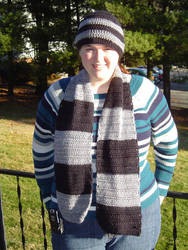 Black and Grey Scarf-Hat duo