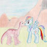 Littlefoot kisses Rainbow Dash