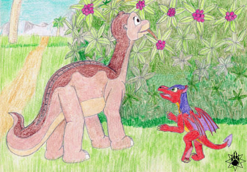 Littlefoot helps Baby Draigar