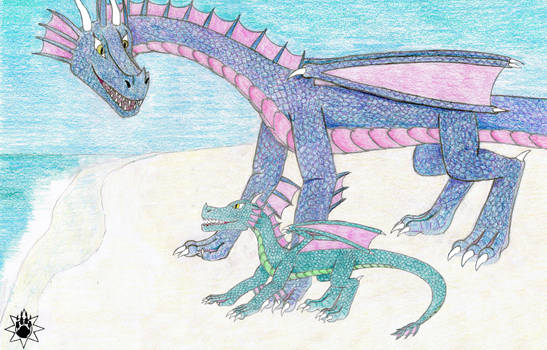 Mama and Baby Beach Dragons