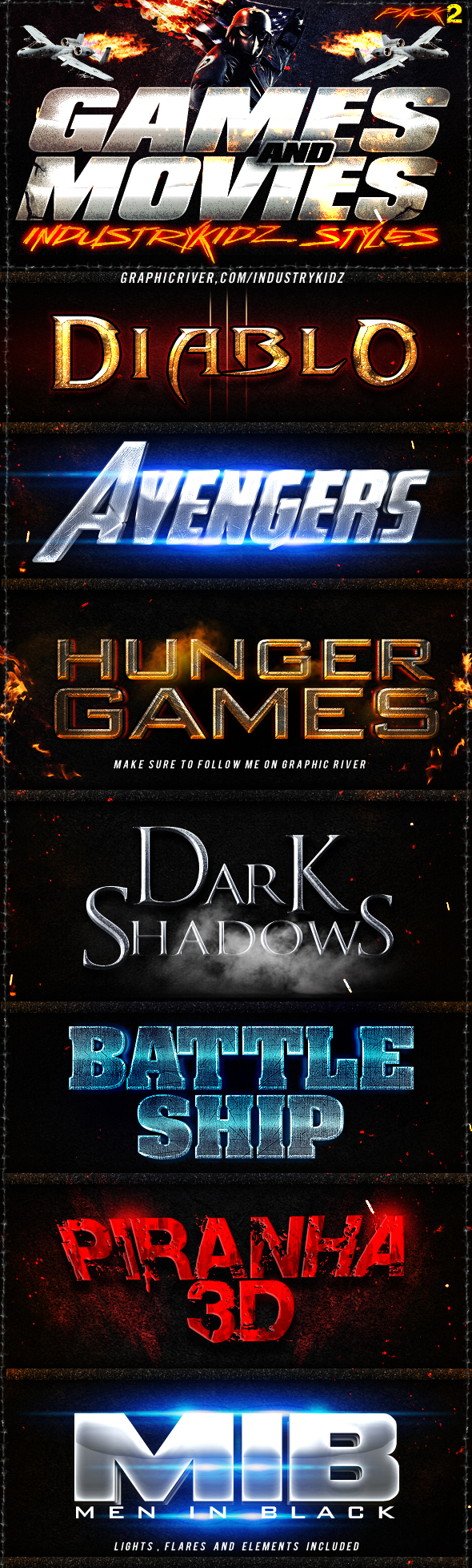Game and Movies Photoshop Styles V2 by Industrykidz