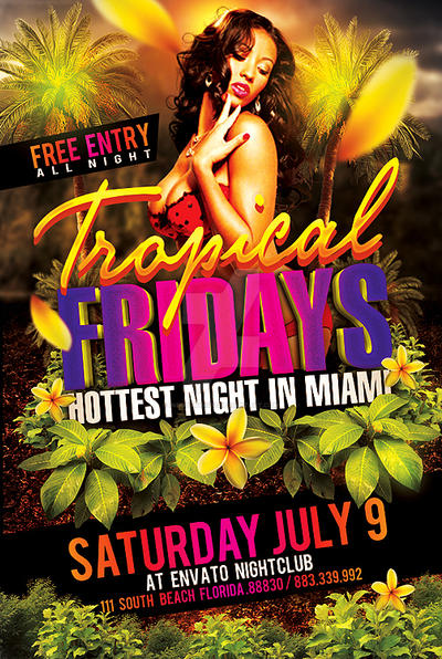 TROPICAL PSD FLYER WITH GIRL SAMPLE