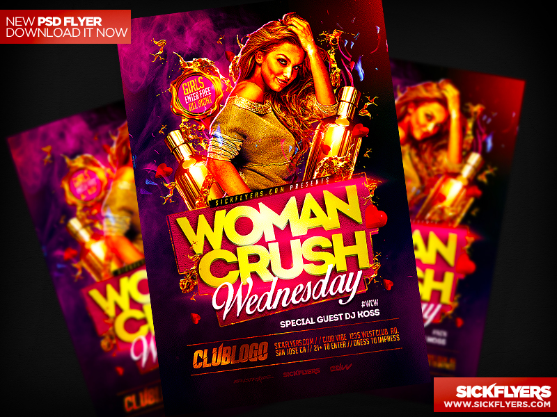 Women Crush Wednesdays Flyer Template PSD