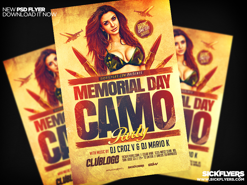 Memorial Day Camo Flyer Template PSD