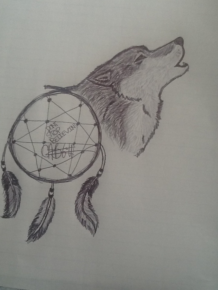 Wolf and dream catcher pen work