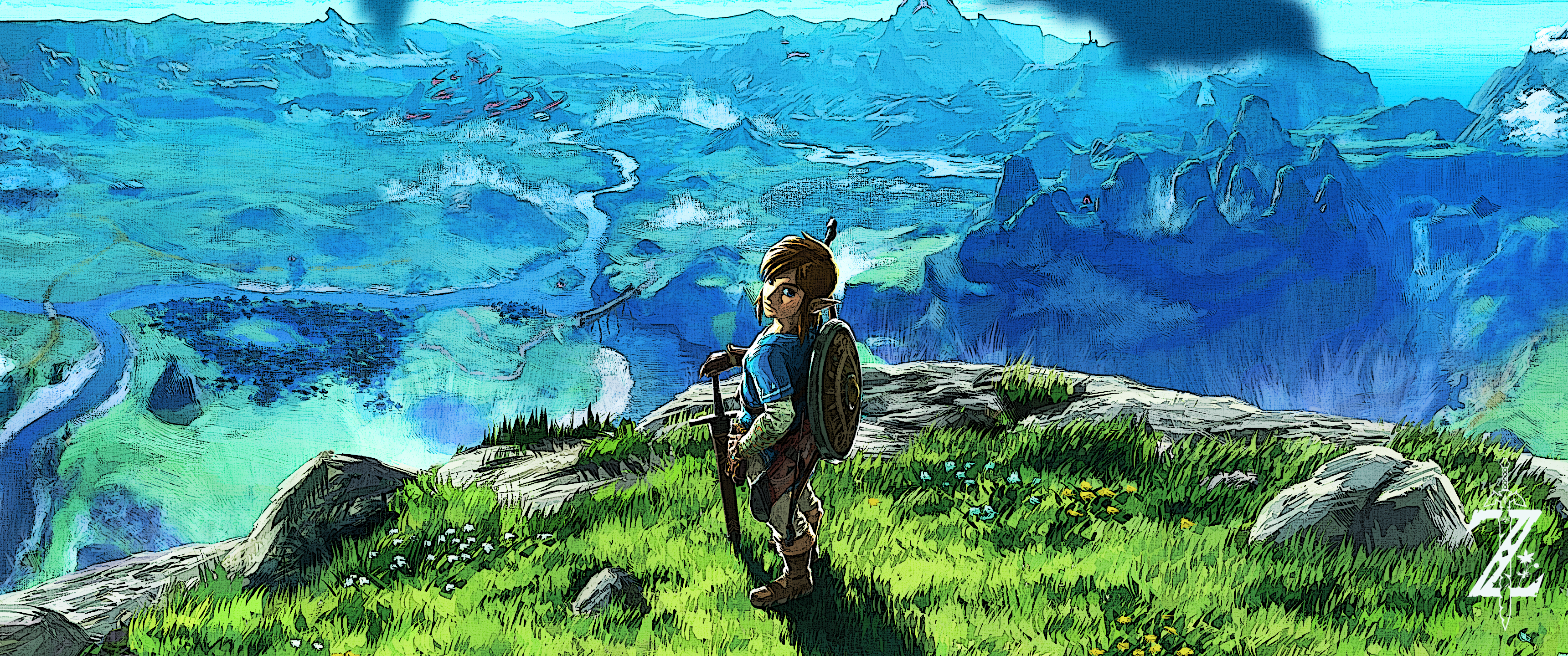 Uhd Ultrawide Botw Link And Birds By Alan2008 On Deviantart