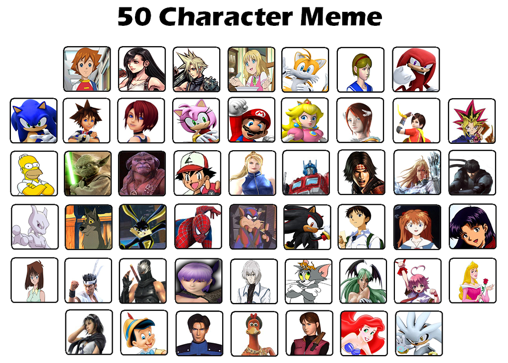 My favorite 50 character meme template by Optimuspride1234 on DeviantArt