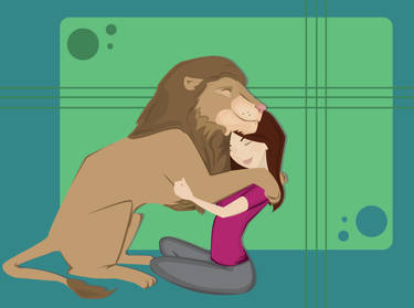 lion hugs