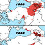 Comparison: Distribution of Armenians in 1900+2000