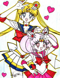 Sailor Moon and Chibiusa