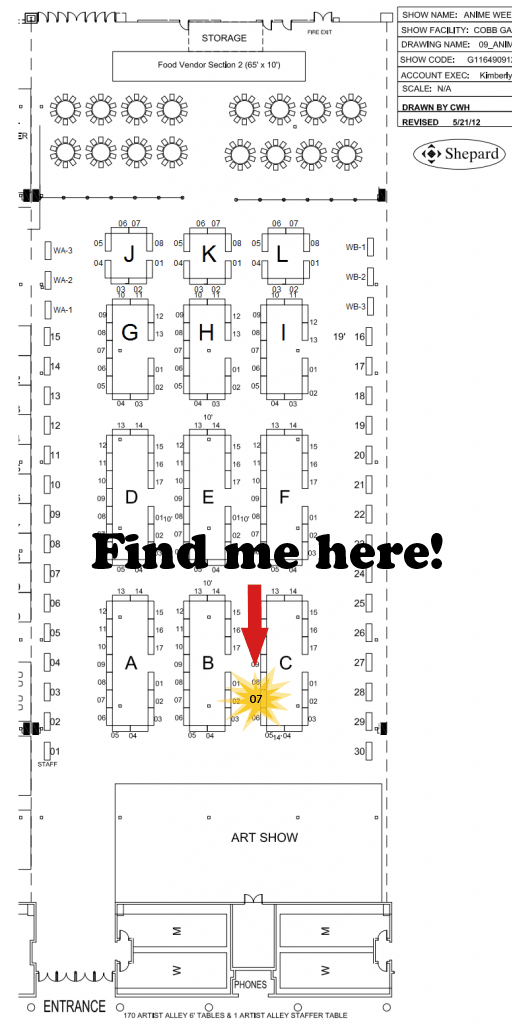 Anime Weekend Atlanta Artist Alley Map 2013!! by JanellesPlushies on