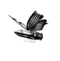 Bullet with butterfly wings