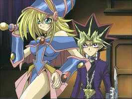 Dark Magician Girl and Yami no Yuugi(Yami/Pharaoh)