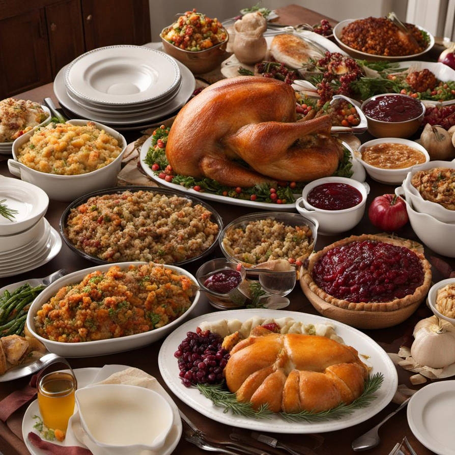 A Thanksgiving feast with a Turkey. Great! by Zarteest on DeviantArt