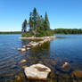 island with rock path