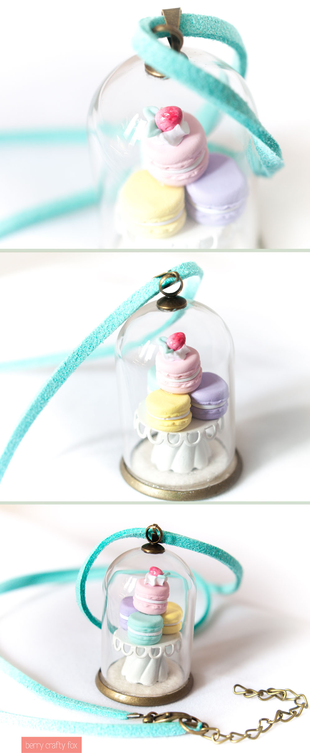 Pastel Macarons Terrarium Dome Necklace