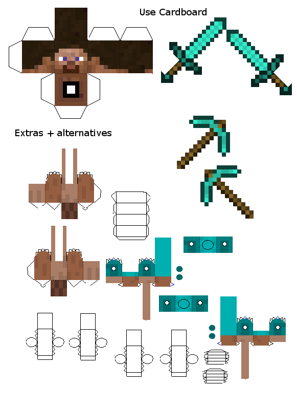 Advanced Steve Papercraft Extras 1 by frownieman on DeviantArt