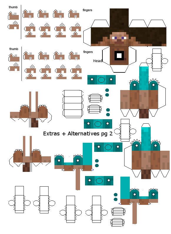 Advanced Steve Papercraft Extras 1 by frownieman on DeviantArt