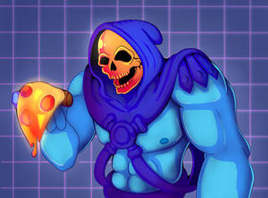 Skeletor's neon pizza