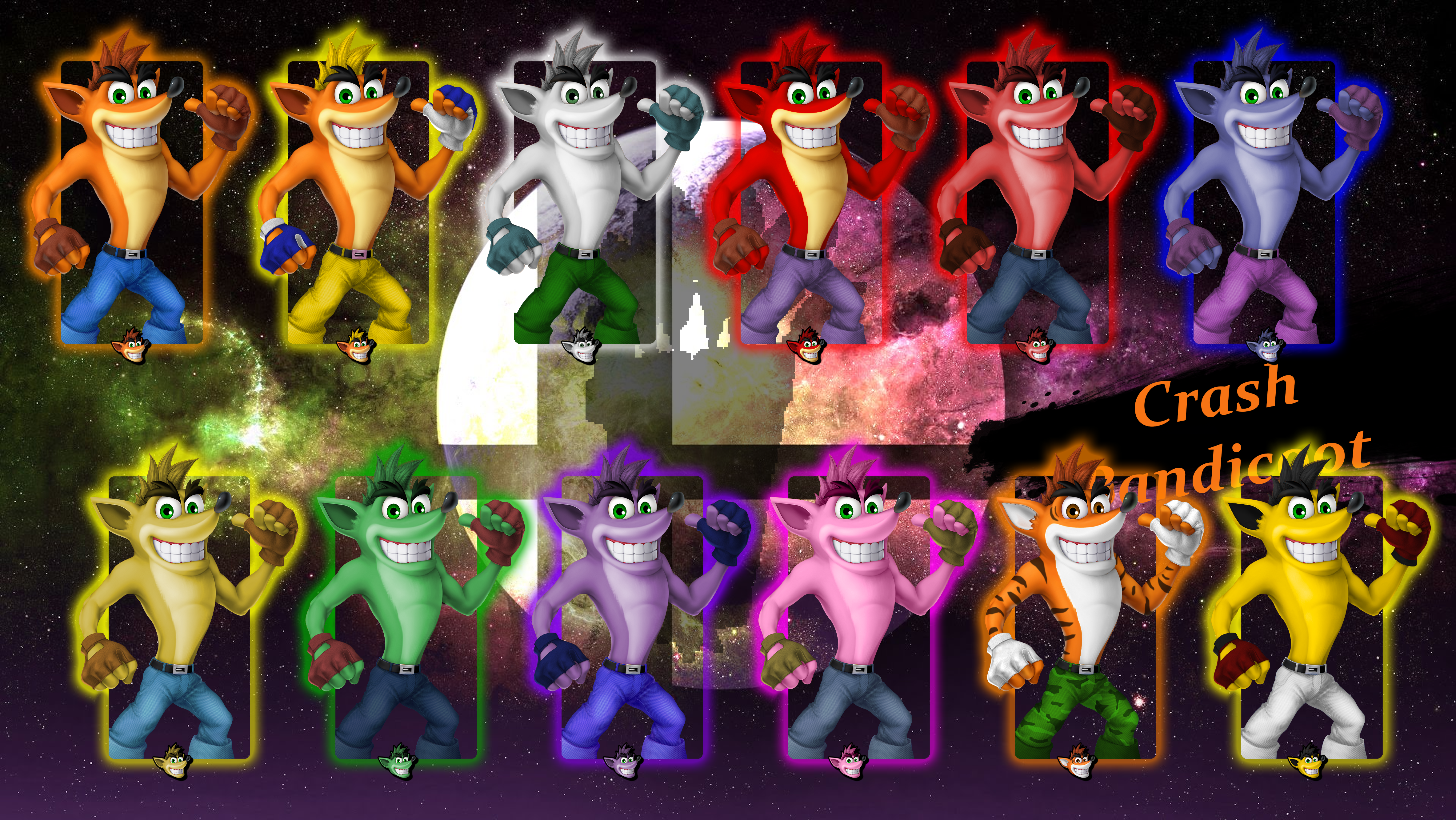 SSB5 Crash Bandicoot - Smash Palettes