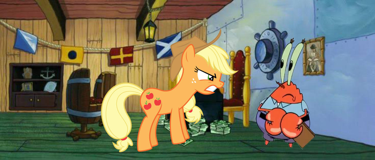Applejack Man Applejack is mad at Mr Krabs by CreatorMan09 on DeviantArt