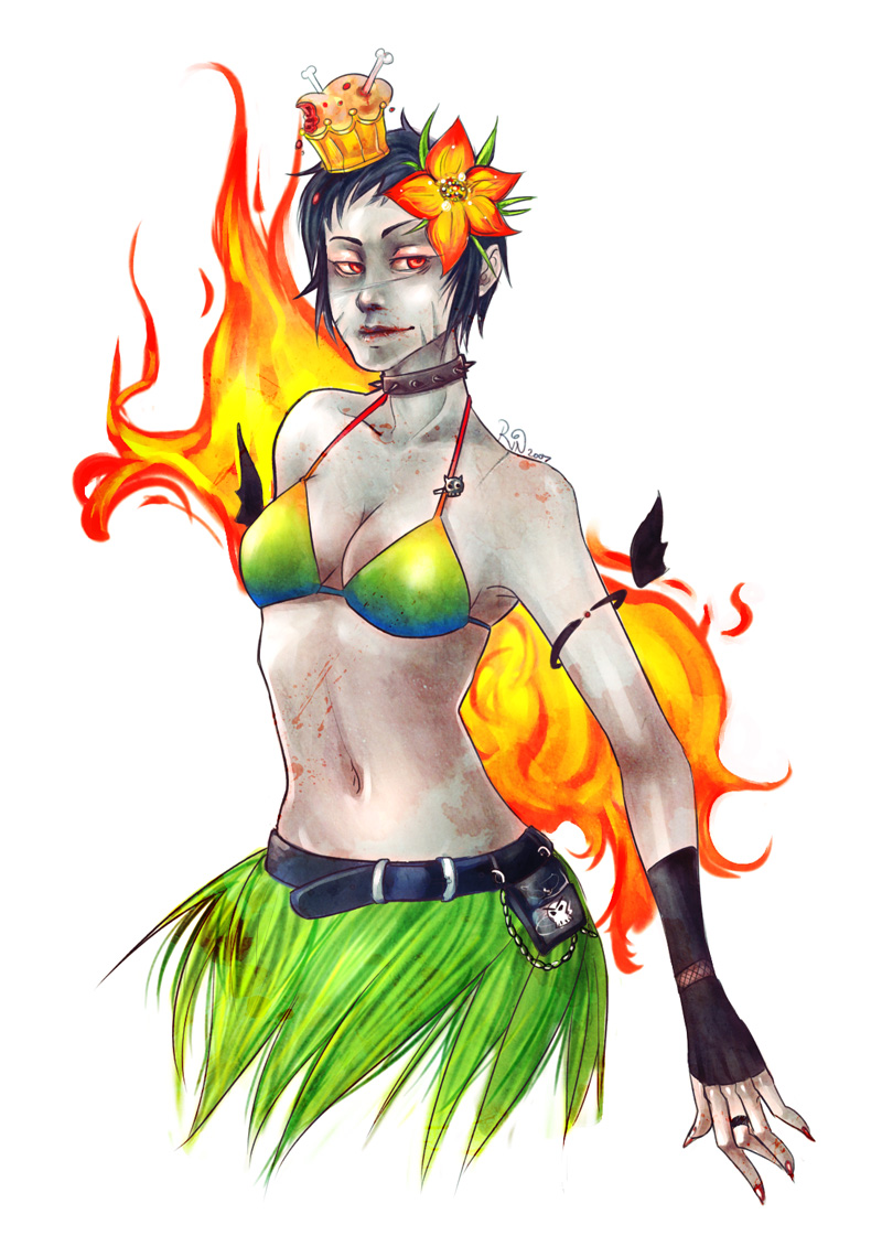 Rainbow Bikini Zombie on Fire