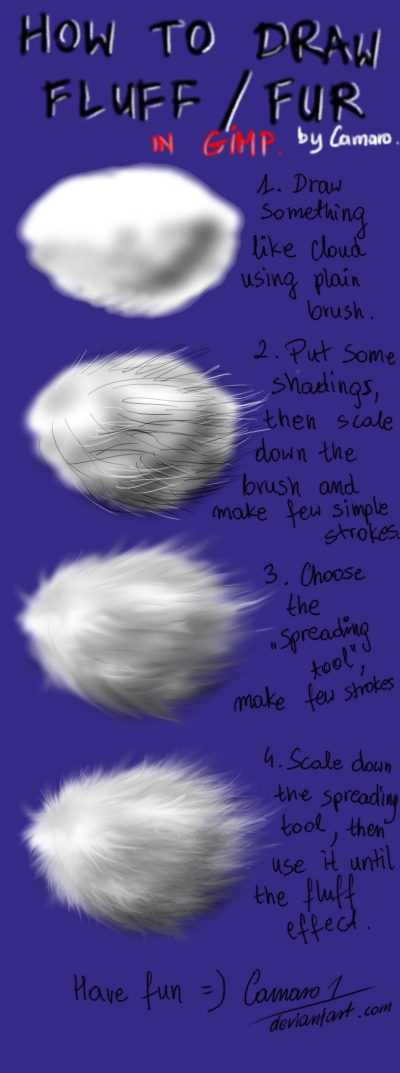 Tutorial - how to draw fluff/fur in GIMP by camaro1 on DeviantArt