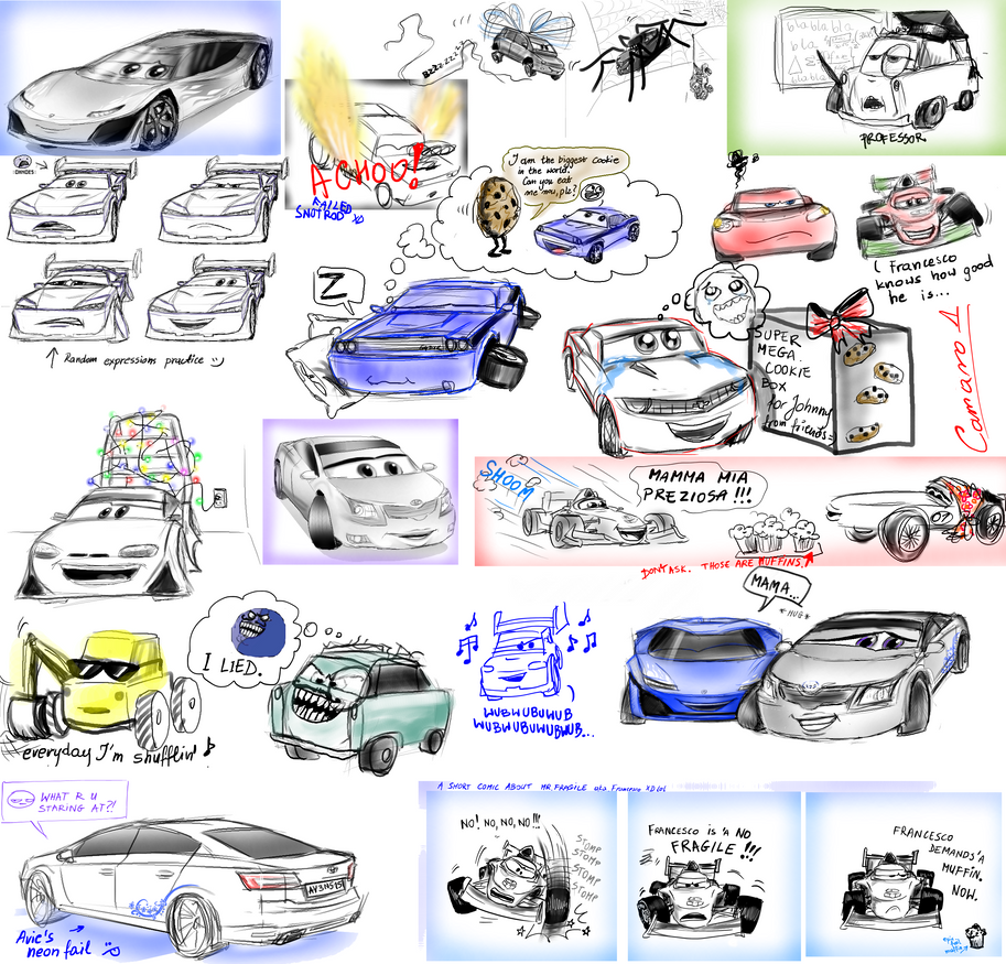Deviantart Cars Draw Pixar-style Cars - sketch dump 3 by camaro1 on DeviantArt