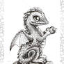 baby dragon - ink sketch