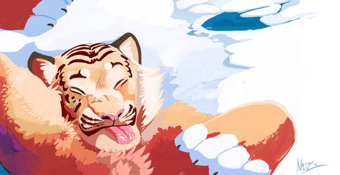 Taking a nap on the cold by Crisjofreart