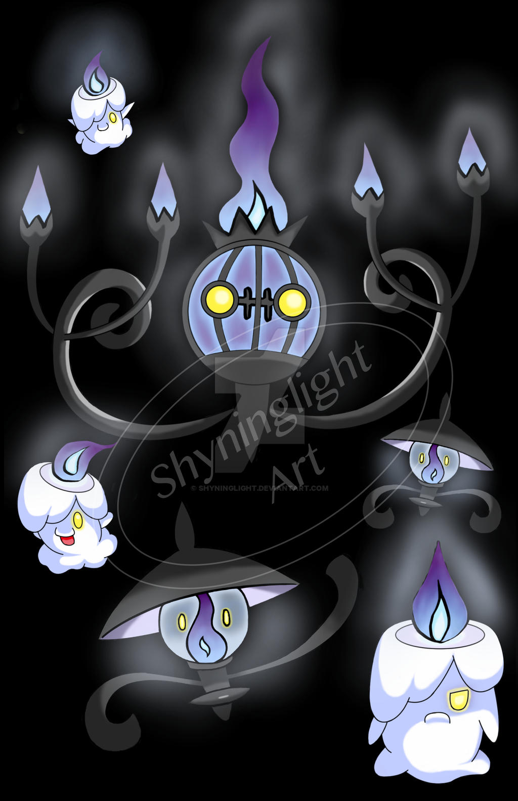 Chandelure Lampent Litwick fanart by ShyningLight on DeviantArt