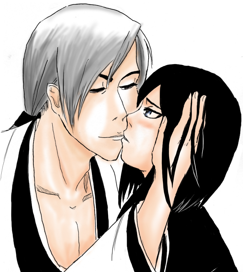 Ukitake and Sadako kiss