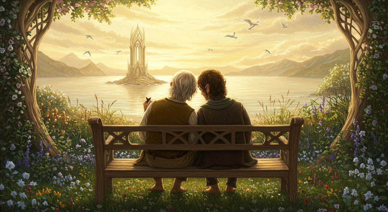 Samwise and Frodo, in Tol Eressea by xukarriere on DeviantArt