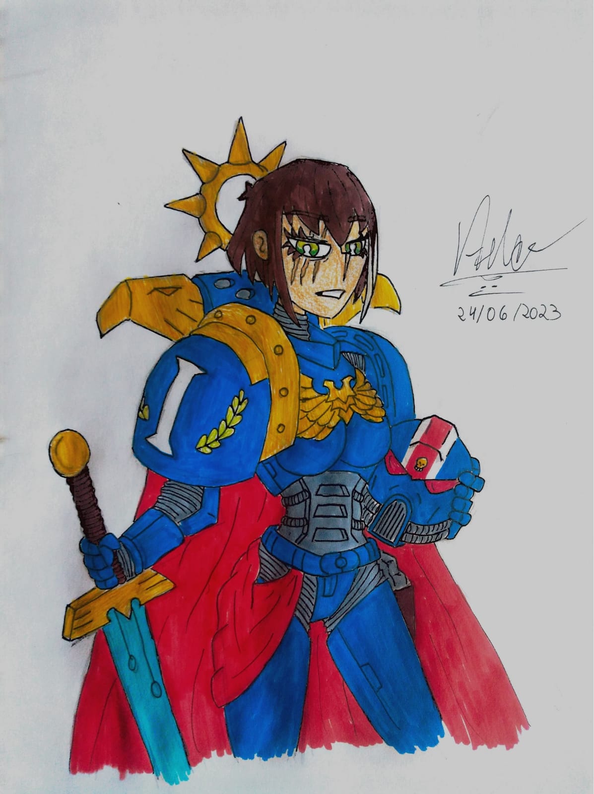 Wbw Color Female Space Marine Captain (Full Color) by Maoouken on DeviantArt