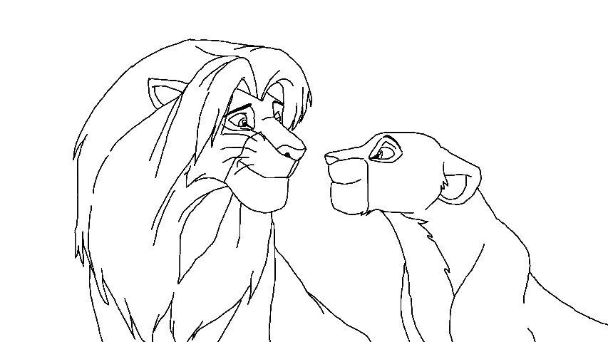 Simba and Nala Lineart