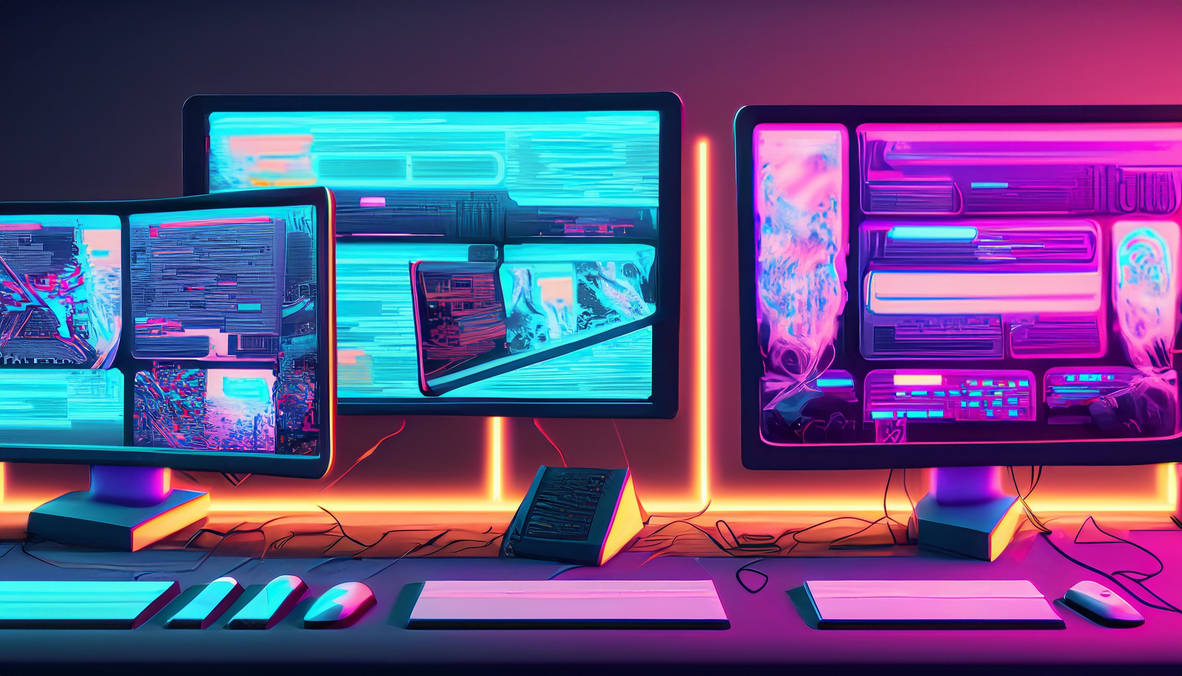 Firefly Multiple desktop computers with many websi by GregsAI on DeviantArt