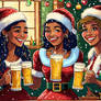 Firefly three santas drinking beer at a decorated 