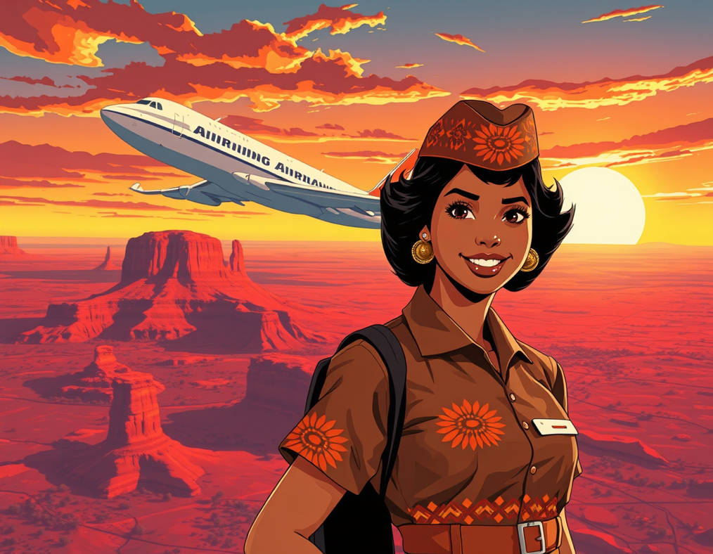 70s vintage airline travel poster