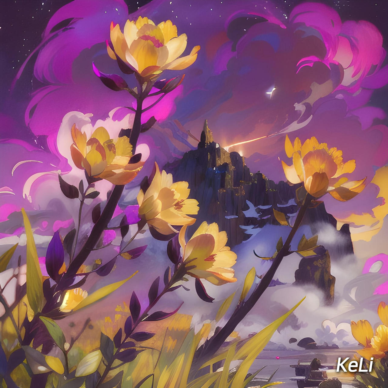 Yellow roses and castle by LuckyKeLi on DeviantArt