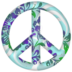 Peace Symbol - Flower Blue Marble Background