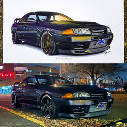 Drawing vs Photo Nissan Skyline R32 GT-R