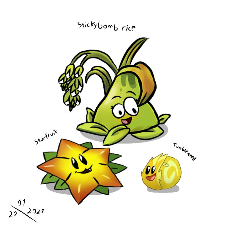 3 Stickybomb Rice arena plants by Chesqueakya2 on DeviantArt
