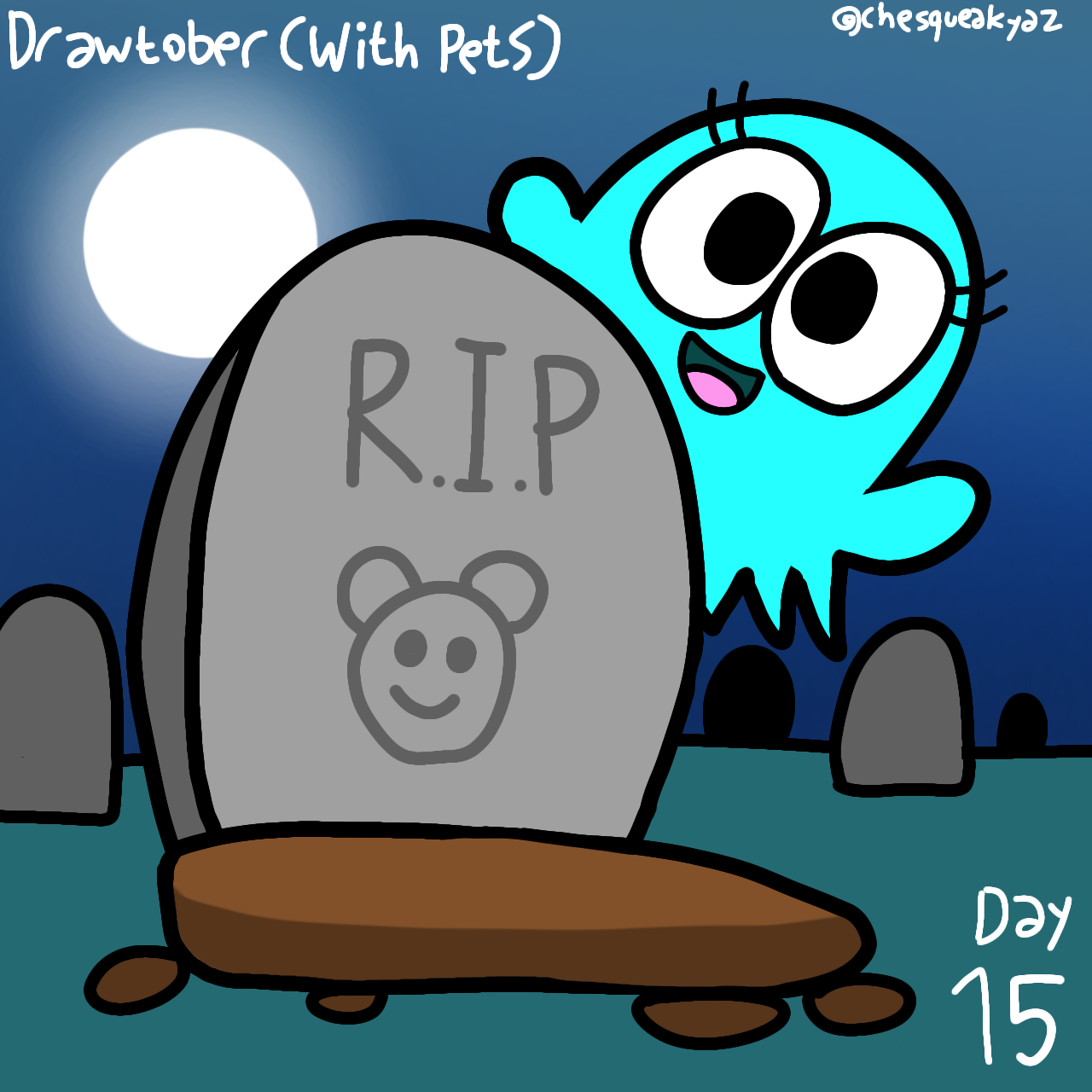 Drawtober (with Pets) Day 15: Graveyard